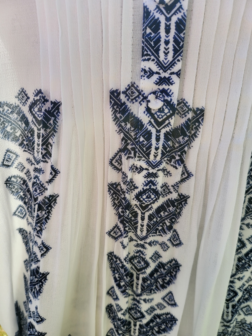 NWT Daniel Rainn Amely Split Neck Top White Blue Boho Tunic Blouse XL - Picture 4 of 8